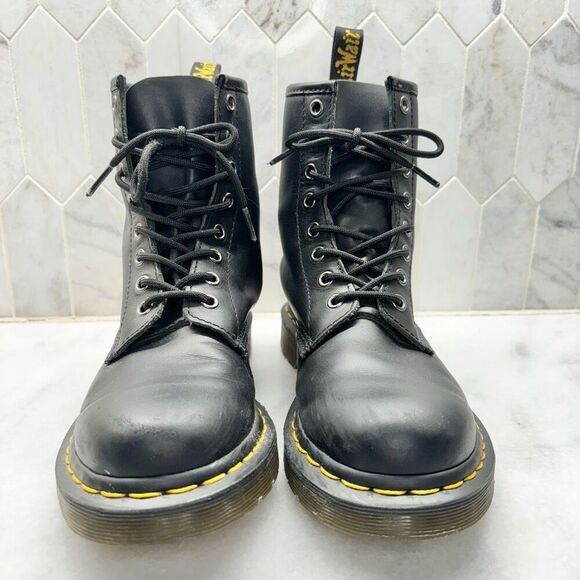 Dr Martens 1460 Nappa Leather Lug Sole Lace-Up Combat Boots Black Size 7 - Picture 2 of 8